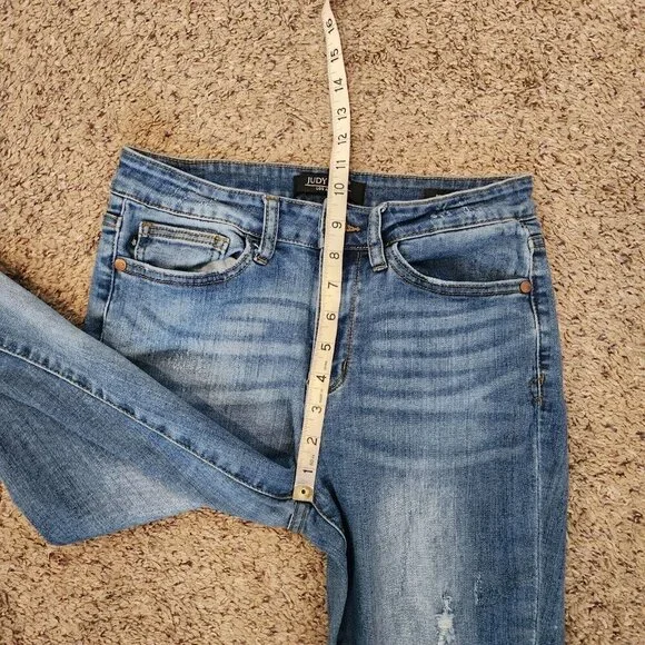 Judy Blue Distressed Relaxed Fit High Waist Stretchy Medium Wash Ankle Jeans 29 - Picture 12 of 12